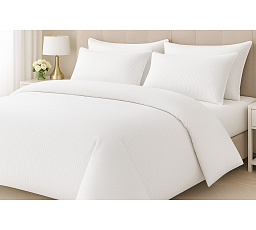 Hotelové povlečení 140x220, 70x90cm Atlas gradl Bílý - česaný 145g/m2, proužek 4 mm hotelový uzávěr