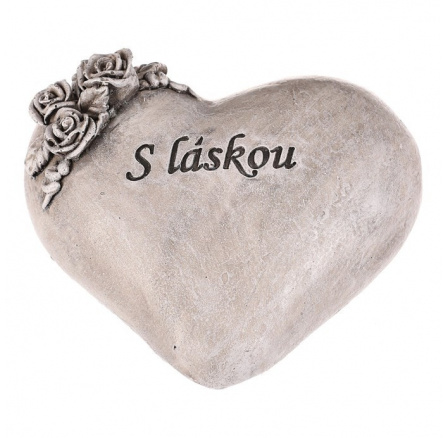 Srdce s růžemi - pietní dekorace, polyresin, šedá Srdce s růžemi - pietní dekorace, polyresin, šedá