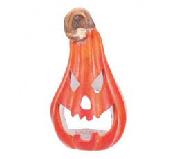 Dýně keramická - s obličejem, na svíčku, tvar hrušky, oranžová