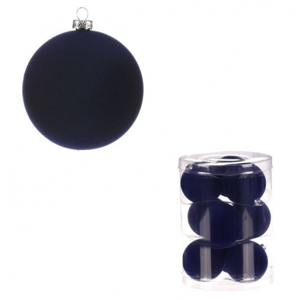 Kulaté sametové ozdoby - pr. 7 cm, modré, cena za balení (9 ks)