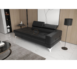 Sofa TOSCANIA II lenoška 205 cm přírodní kůže - černá kůže, levá strana