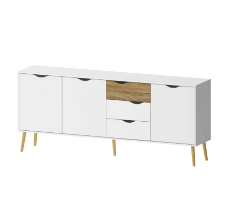 Komoda Retro 454 bílá/dub