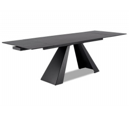 Jídelní stůl SALVADORE CERAMIC, Efekt šedého mramoru/Černý mat, 180(260)x90 cm