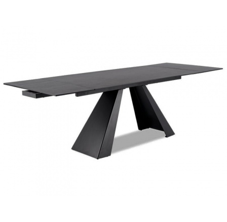 Jídelní stůl SALVADORE CERAMIC, Efekt šedého mramoru/Černý mat, 180(260)x90 cm