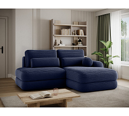 Ripeli Corner Sofa Bed with Storage, Dark Blue Velvet, Right-Hand Facing Modullo 40 180x128 Right 1