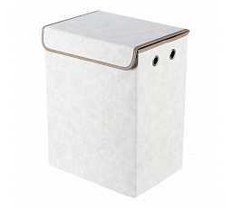 Koš látkový - skládací s víkem, vysoký, krémový