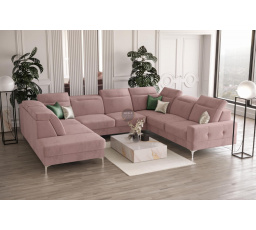 Rohová sedací souprava MALIBU MAX I 260x350x220 cm - růžová, Pravá strana