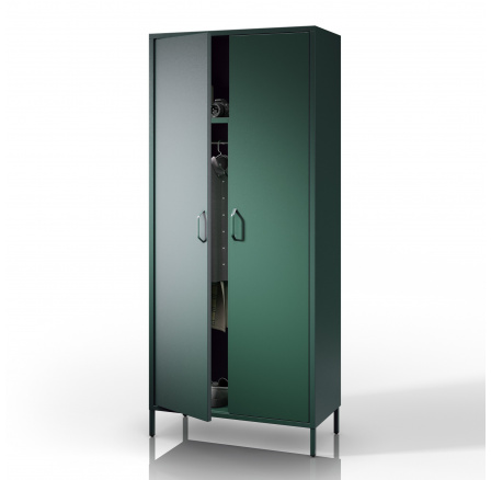 Kovová šatní skříň lahvově zelená FLAVIO