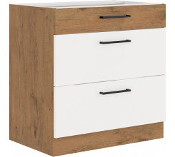 Dolní skřínka VIGO - 80 D 3S BB, Dub Lancelot / Bílý lesk