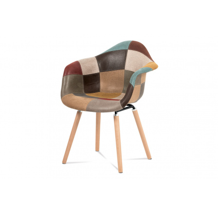 Jídelní židle, vícebarevná látka patchwork, masiv buk, kov černý Jídelní židle, vícebarevná látka patchwork, masiv buk, kov černý