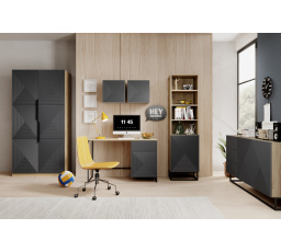 Psací stůl Asha 120, artisan / rivier stone mat / černý rám