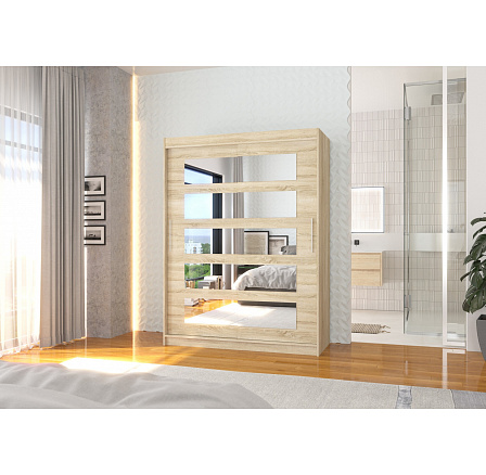 Posuvná skříň se zrcadlem MURANI 150 Sonoma+Sonoma