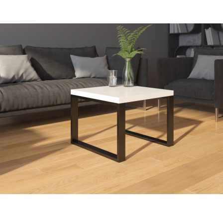 Konferenční stolek MOARTI 60x60 White Shine+Black Mat