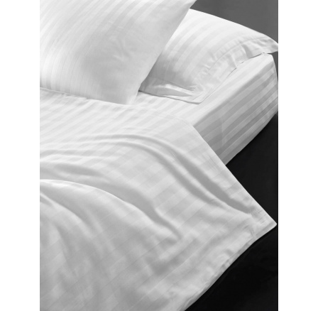 Hotelové povlečení 140x200, 70x90cm Atlas gradl  Bílý - česaný 145g/m2, proužek 2cm nitěný knoflík
