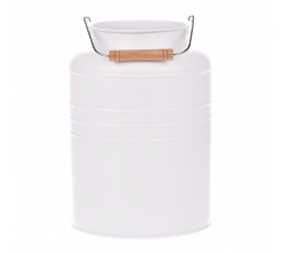 Váza kovová, bílá barva.