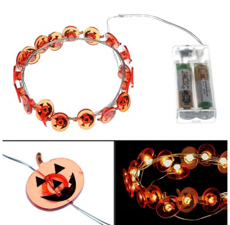Řetěz s LED světýlky - halloween, barva teplá bílá