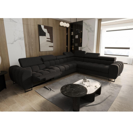 Rohová sedací souprava ASPEN MAX , relax průměr 30x260 cm - černá , pravá Rohová sedací souprava ASPEN MAX , relax průměr 30x260 cm - černá , pravá