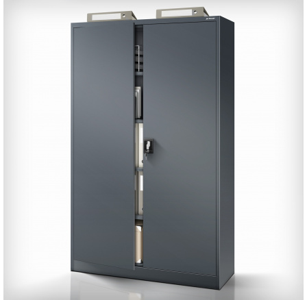 Kancelářská kovová skříň na dokumenty antracitová JAN II, 1150 x 1850 x 400 mm