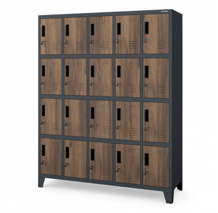 Kovová šatní skříňka BHP antracitová/ořech: Eco Design ROBERT, 1360 x 1720 x 450 mm Kovová šatní skříňka BHP antracitová/ořech: Eco Design ROBERT, 1360 x 1720 x 450 mm