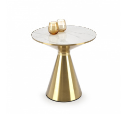 Konferenční stolek TRIBECA, efekt bílého mramoru/zlatá