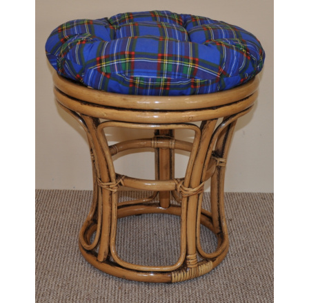 Ratanová taburetka brown wash polstr modrý Ratanová taburetka brown wash polstr modrý