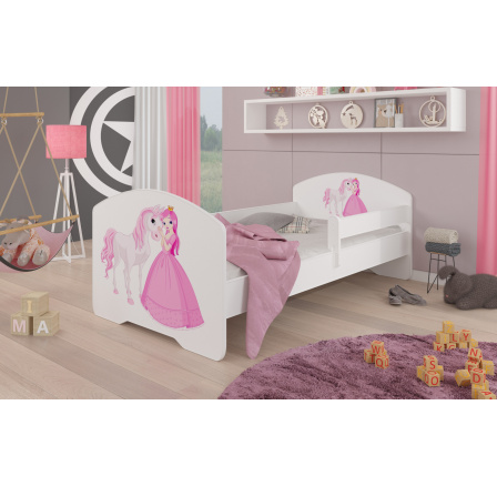 Postel s matrací a zábranou PEPE PRINCESS AND HORSE 140x70 Bílá