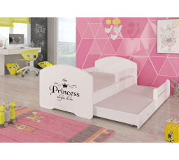Dvojlůžko s bariérkou a matracemi PEPE II PRINCESS BLACK 160x80 Bílé