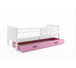 Dětská postel KUBUS 80x160 cm se šuplíkem, s matrací, Bílá/Růžová