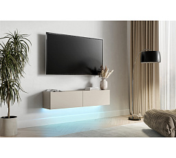 TV komoda GOVI 140 s LED osvětlením, kašmír