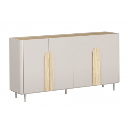 AMILIO KOMODA 200 4D - kašmír / olejovaný dub / úchyty světlý dub / nohy kašmír