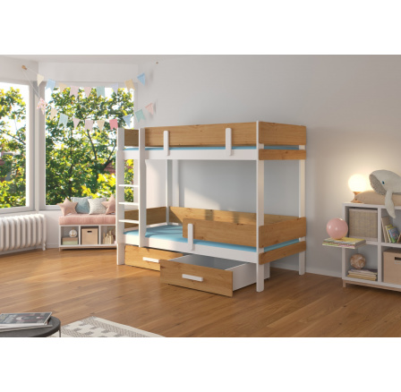 Dvoulůžková patrová postel ETIONA 180x80 Bílá+Artisan