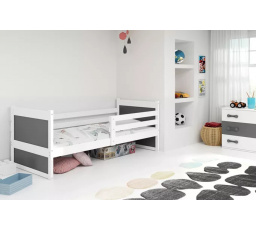 Dětská postel RICO 90x200 cm, s matrací, Bílá/Grafit