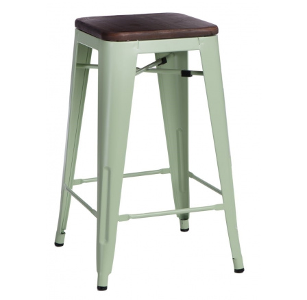 Barová židle Paris Wood 75 cm zelená borovice ořech