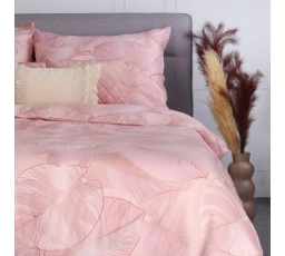 Povlečení GALLO mikrovlákno růžové s listy 140x200 cm + 1*70x80 cm 879543