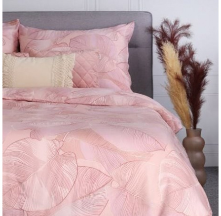 Povlečení GALLO mikrovlákno růžové s listy 140x200 cm + 1*70x80 cm 879543