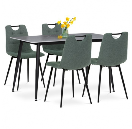 Jídelní set s 4 židlemi, 130x70x76cm mramor, ASE-1001 GRN2