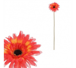 Gerbera - umělý květ na stonku, barva oranžová