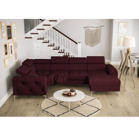 Rohová sedací souprava ORION MAX III , relax s funkcí spaní 165x320x190 cm - bordó, levá