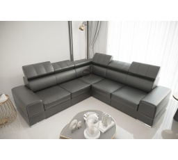 Rohová sedací souprava ROYAL MAX 286x286 přírodní kůže - šedá kůže , levá