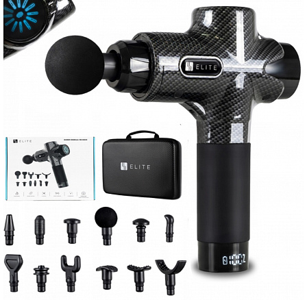 Masážní pistole ME-MG06 s 12 vyměnitelnými nástavci černá