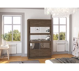 Šatní skříň s posuvnými dveřmi a zrcadlem KOLORADO 120 Choco+Choco