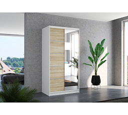 Posuvná skříň se zrcadlem ORLANDO 100 White+Sonoma