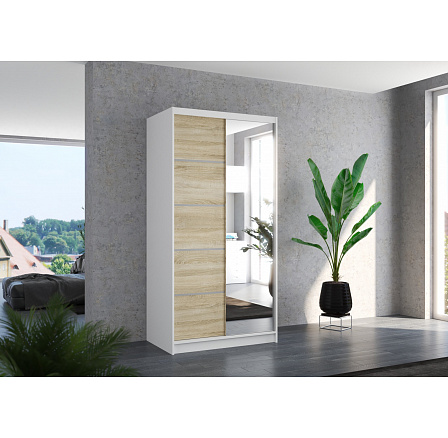 Posuvná skříň se zrcadlem ORLANDO 100 White+Sonoma