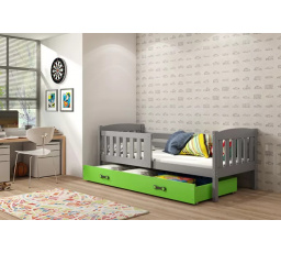 Dětská postel KUBUS 80x160 cm se šuplíkem, bez matrace, Grafit/Zelená