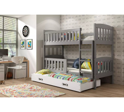 Dětská patrová postel KUBUS 3 s přistýlkou 80x190 cm, bez matrací, Grafit/Bílá