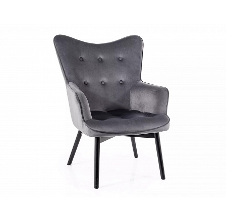 Křeslo CARMEN VELVET, Šedý Bluvel 14/Černý mat