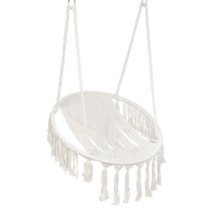 Houpačka CIRCLE DOIRA béžová macramé 82x60x115-138 cm 893280