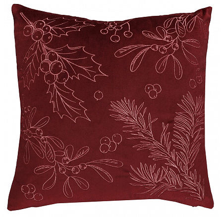 Polštář s výplní - červený s větvemi, 100% polyester, 45 x 45 cm