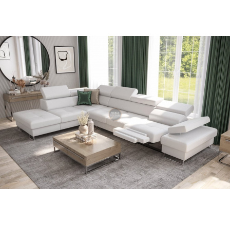 Rohová sedací souprava GALAXY , relax s funkcí spaní 225X350 cm - bílá eko kůže, levá Rohová sedací souprava GALAXY , relax s funkcí spaní 225X350 cm - bílá eko kůže, levá