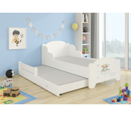 Dvojlůžko s matracemi AMADIS II TEDDY BEAR AND CLOUD 160x80 Bílá